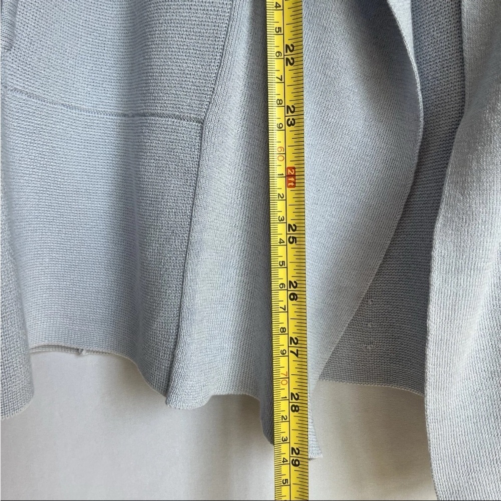 EILEEN FISHER Cardigan Sz M Silk Blue Open Front Shawl Casual Office READ - Picture 10 of 13
